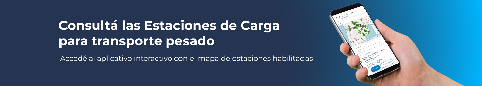 Mapa de Estaciones de Carga para transporte pesado